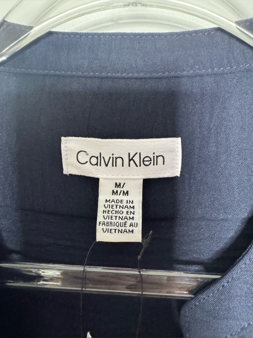 Calvin Klein Navy Long-Sleeve Button-Front Utility Blouse size medium - Picture 2 of 4